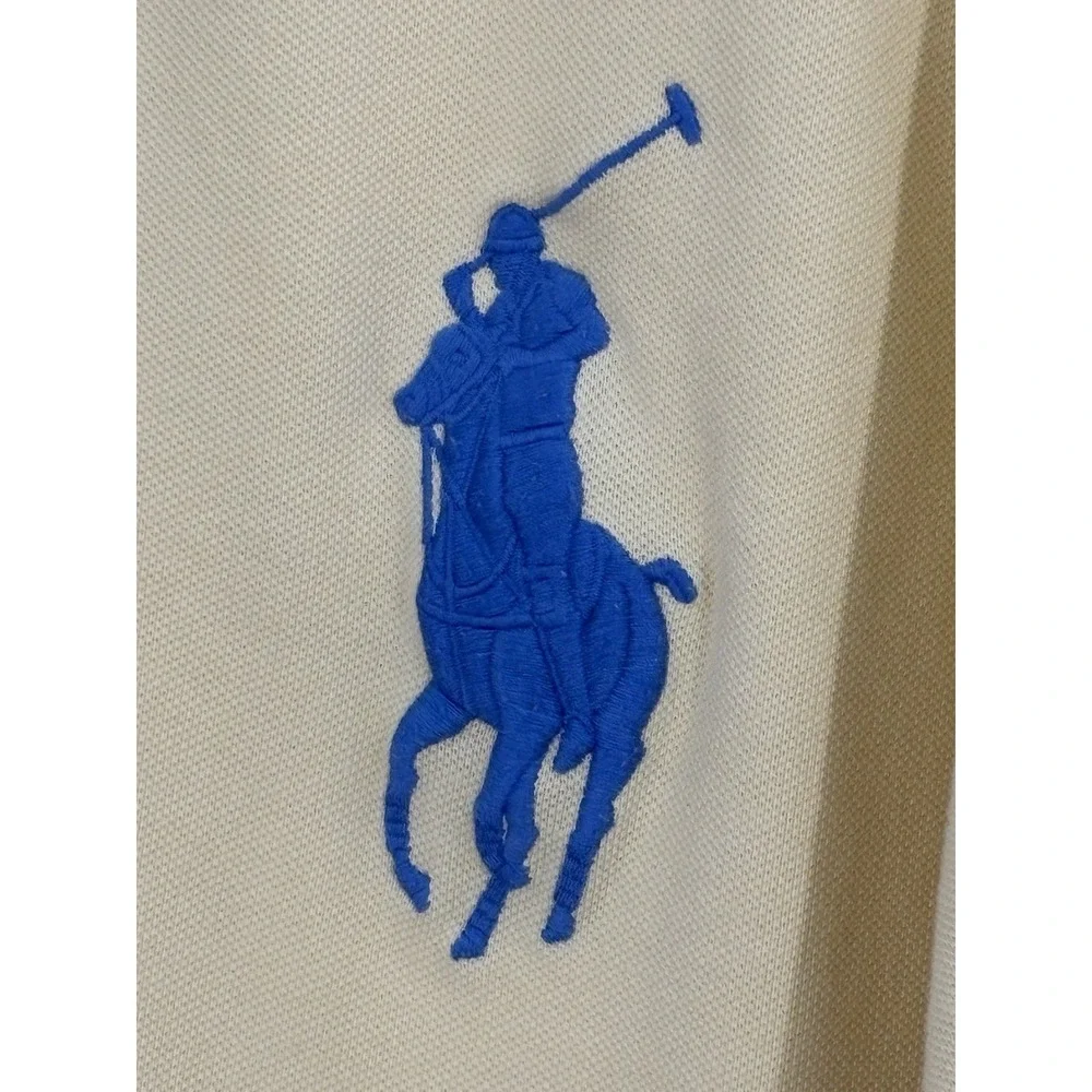 polo ralph lauren custom fit XXL Yellow Big Pony‎ Shirt Blue Logo #3 0489